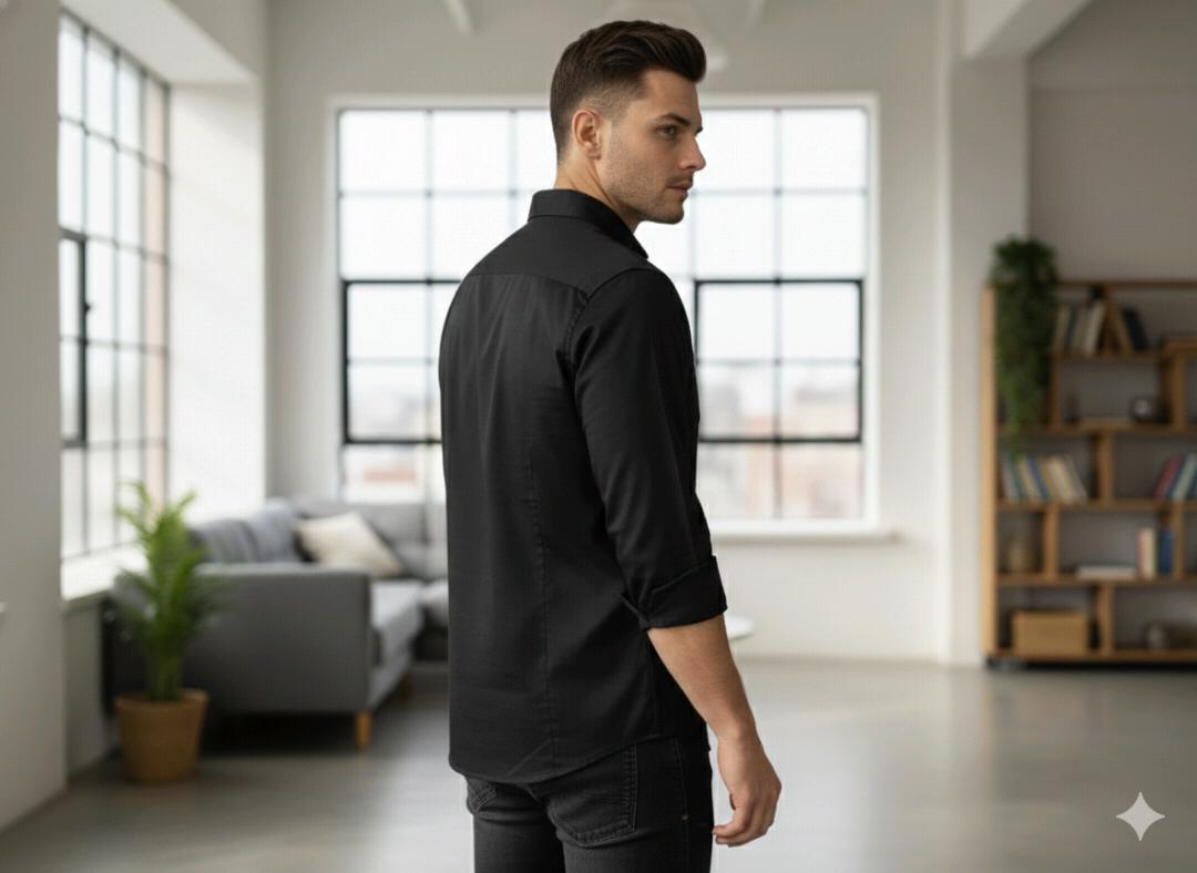 Black solid plain shirt
