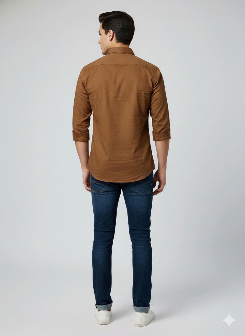 Brown Plain Solid Colour Shirt
