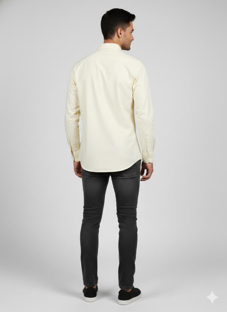 Cream  solid plain shirt