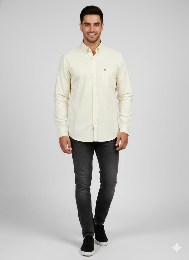 Cream  solid plain shirt