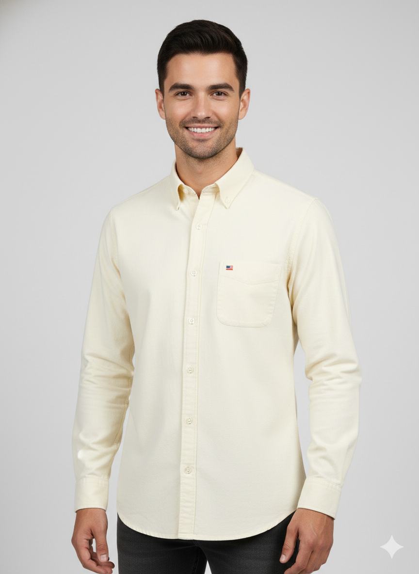 Cream  solid plain shirt