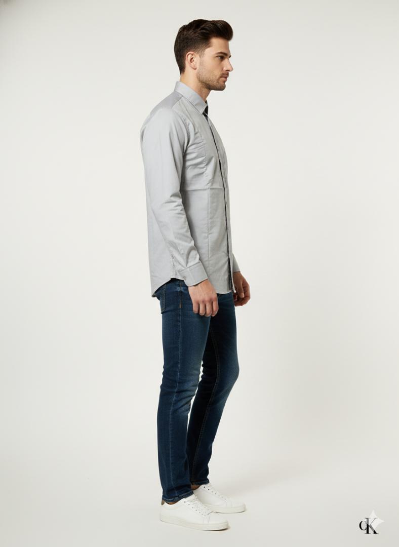 Gray Plain Solid Colour Shirt