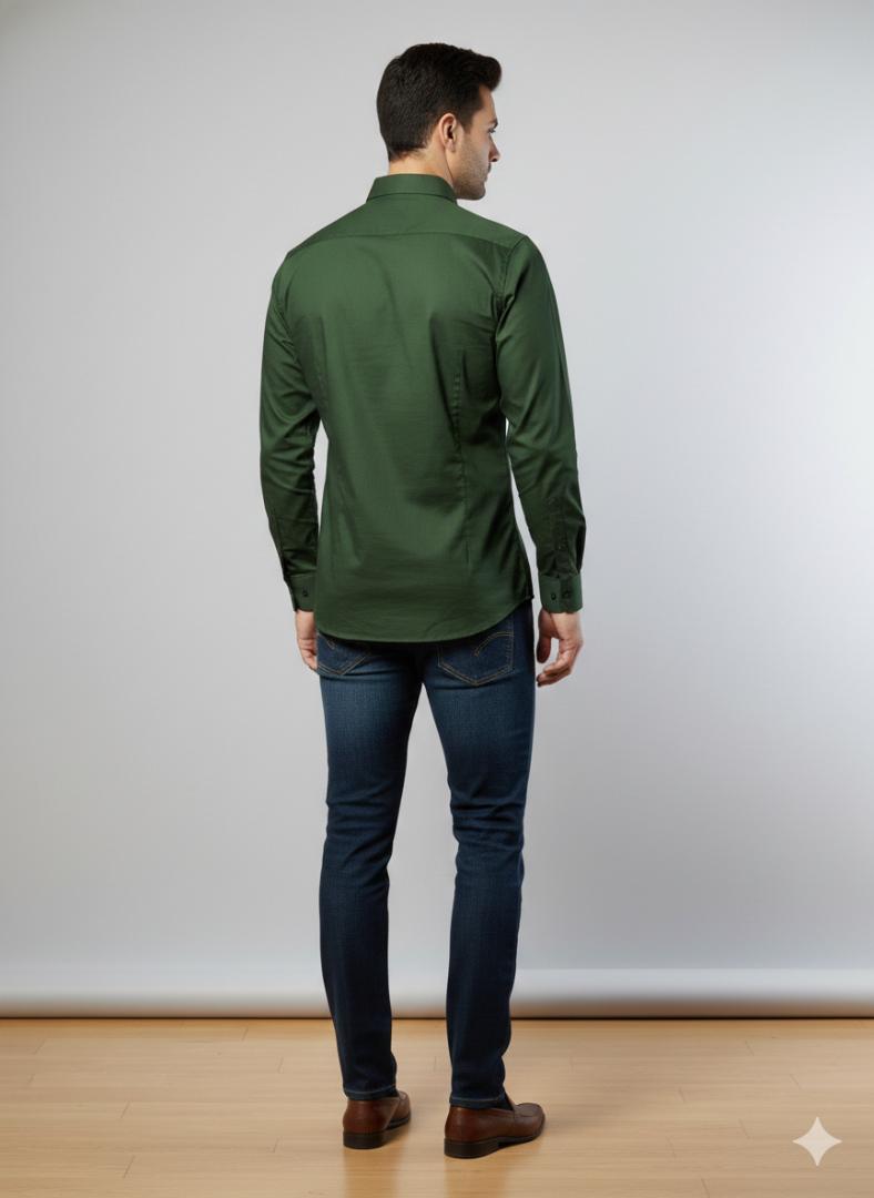Green solid plain shirt