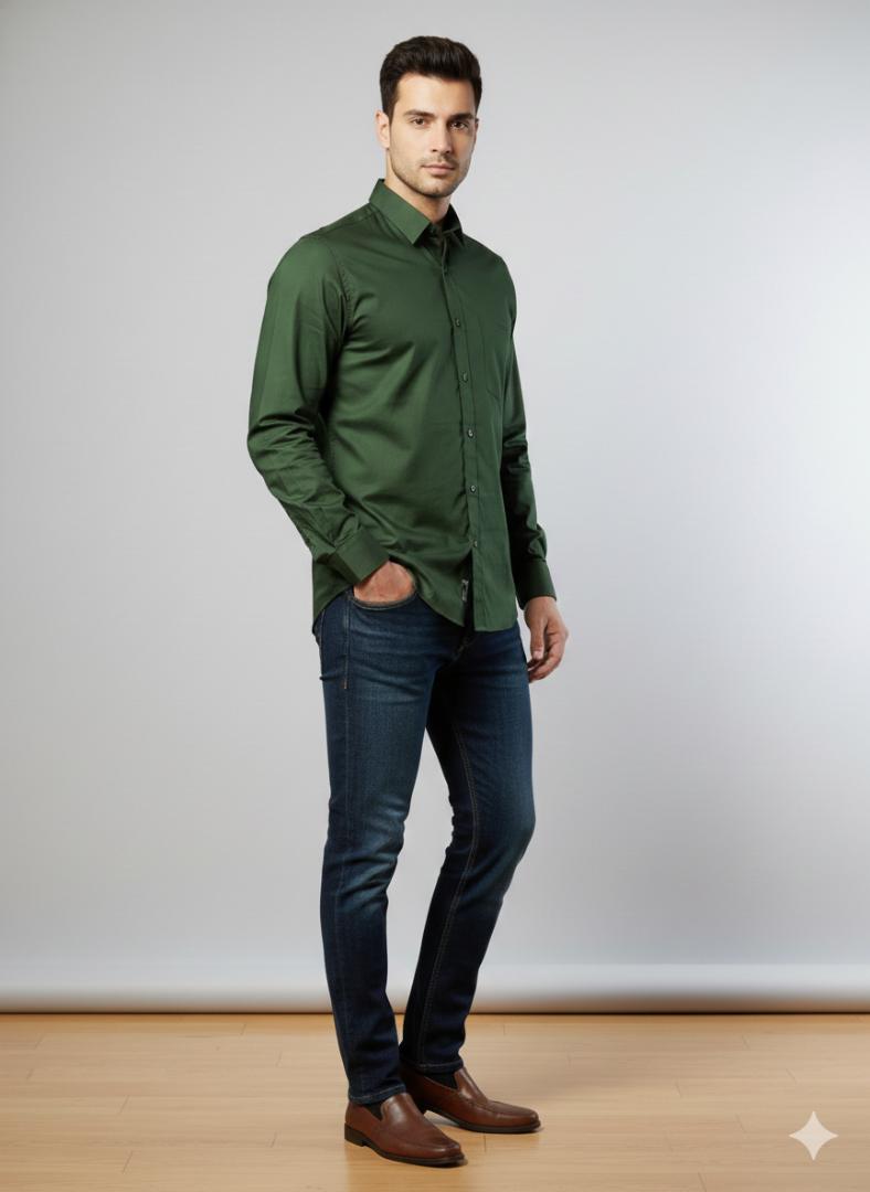 Green solid plain shirt