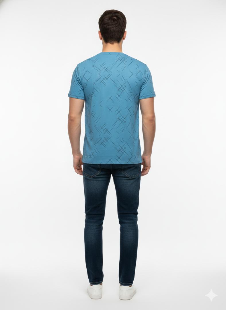 Men's Stylish Geometric Printed Round Neck T-Shirt