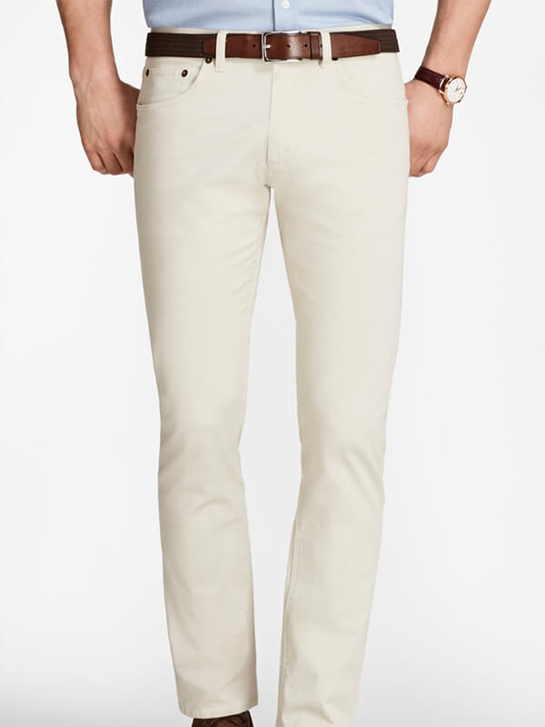 Off White Textured Chinos