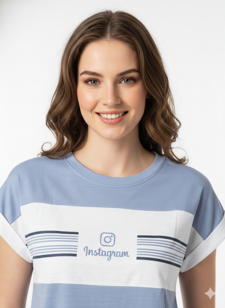 Trendy Girls Mint Green Color-Blocked T-Shirt