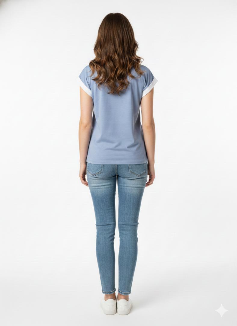 Trendy Girls Mint Green Color-Blocked T-Shirt